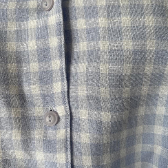 Vintage Gingham Linen Periwinkle Buttondown Shirt - Picture 6 of 8